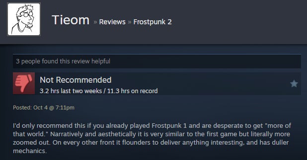 Εικόνα για ένα άρθρο με τίτλο Frozen City Builder Frostpunk 2, όπως αναφέρεται στις κριτικές Steam